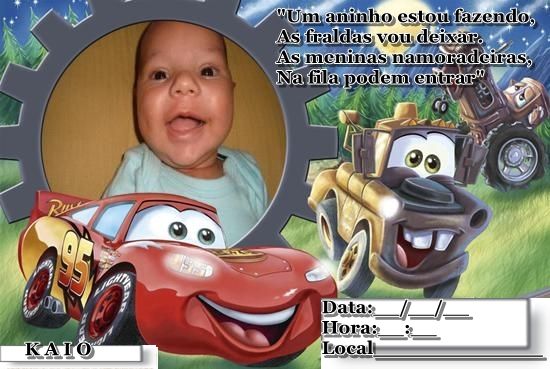 Convite Carros com foto